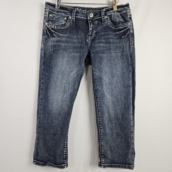 La Idol angel wing rhinestone jean capris size 11 - Picture 2 of 12